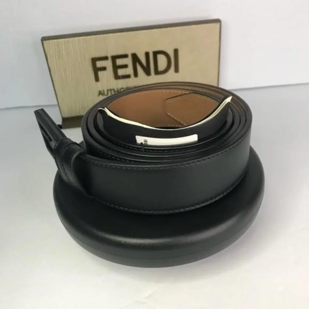 💯 - New Authentic Fendi Baguette FF Logo Buckle Leather Belt